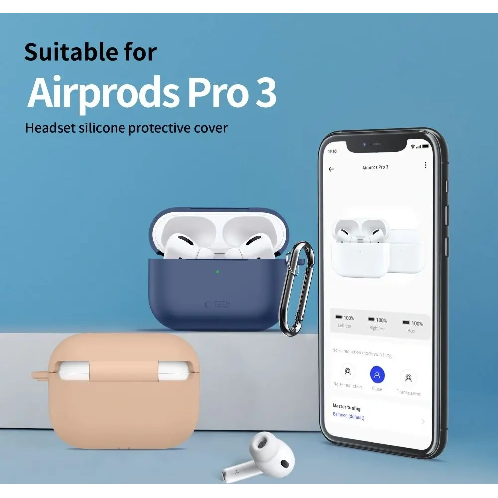 Etui Tech-Protect Silicone Hook do Apple AirPods Pro 3 Baby Blue