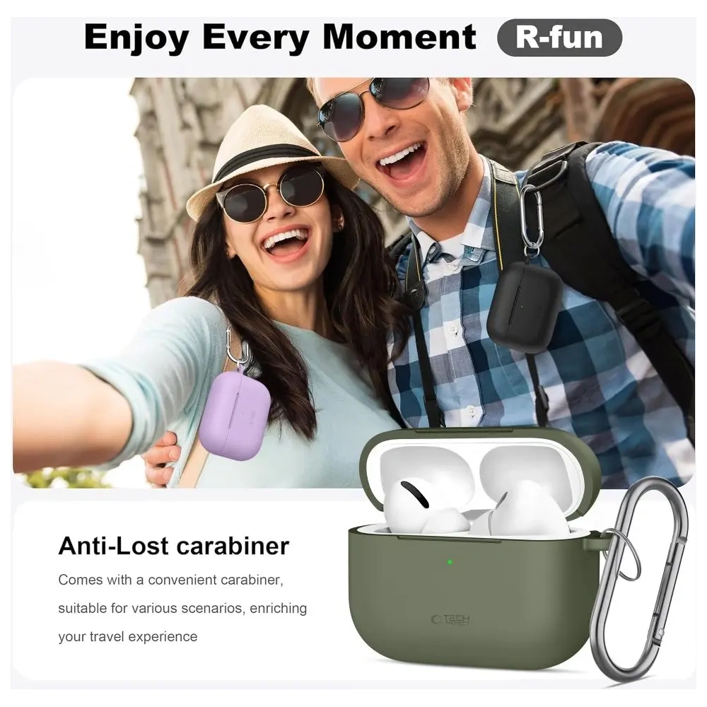 Etui Tech-Protect Silicone Hook do Apple AirPods Pro 3 Crayon Grey