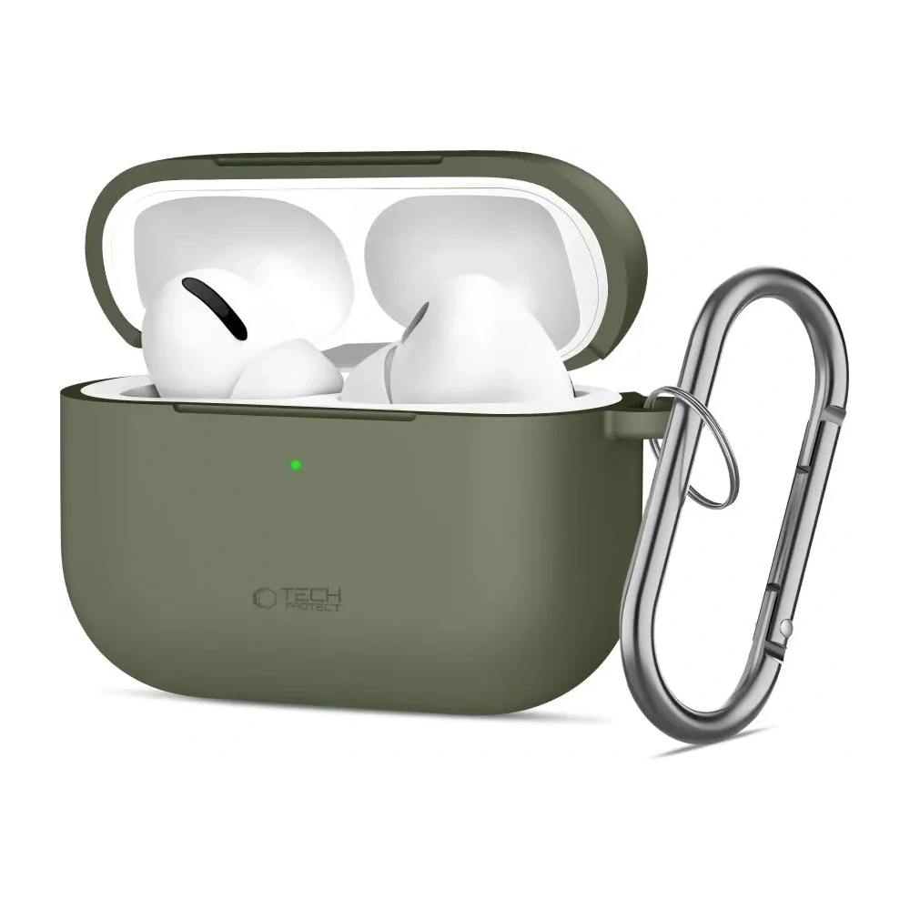 Etui Tech-Protect Silicone Hook do Apple AirPods Pro 3 Olive Green