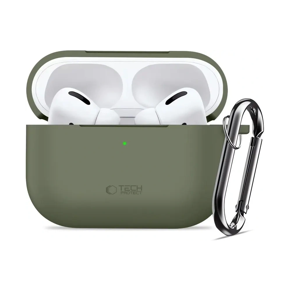 Etui Tech-Protect Silicone Hook do Apple AirPods Pro 3 Olive Green