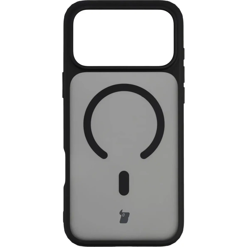 Etui z pierścieniem magnetycznym Bizon Case MatteO do do Apple iPhone 17 Pro Max przydymione-czarne