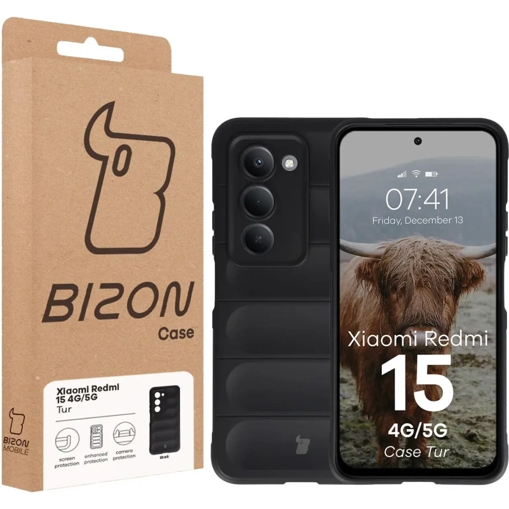 Pancerne etui Bizon Case Tur do Xiaomi Redmi 15 4G / 5G czarne