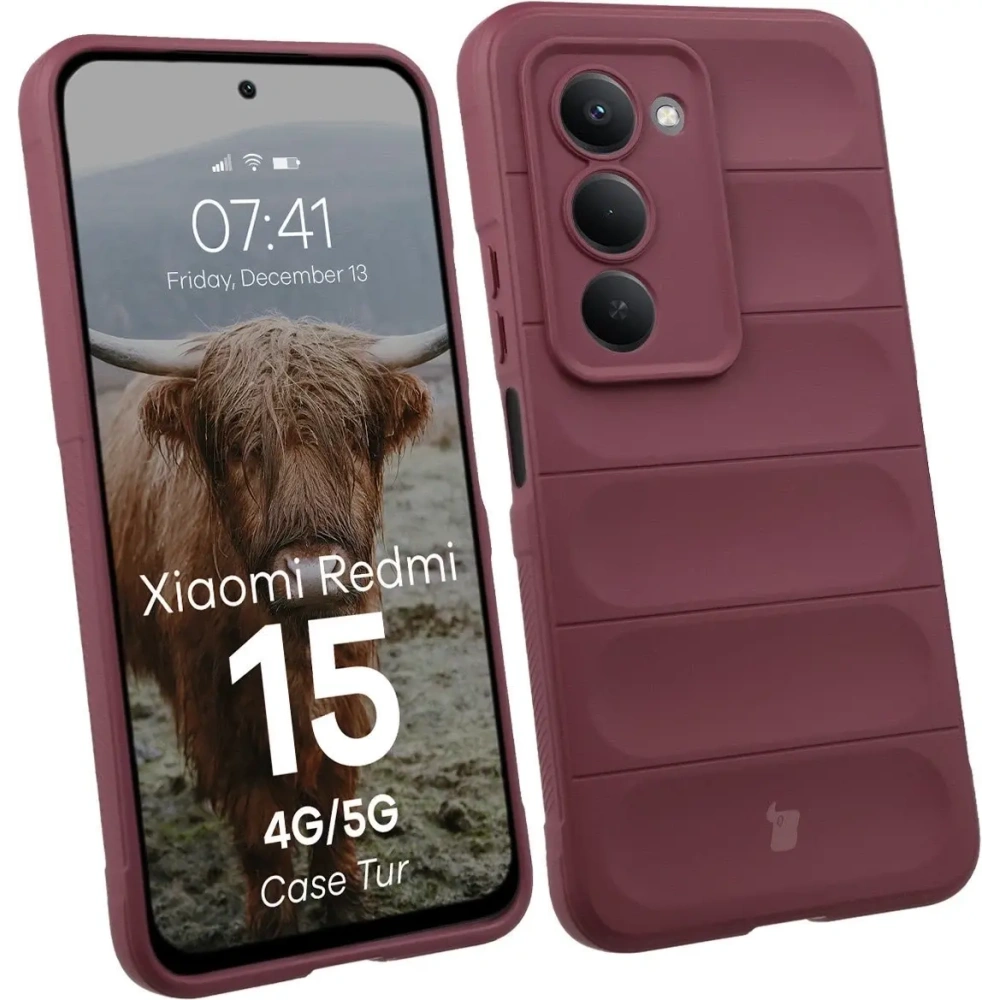 Pancerne etui Bizon Case Tur do Xiaomi Redmi 15 4G / 5G burgundowe