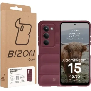 Pancerne etui Bizon Case Tur do Xiaomi Redmi 15 4G / 5G burgundowe