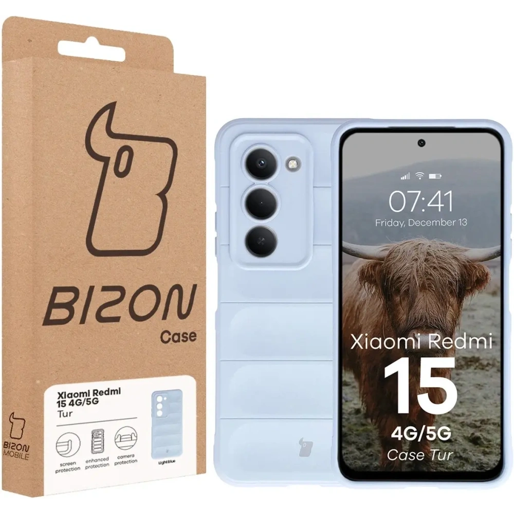 Pancerne etui Bizon Case Tur do Xiaomi Redmi 15 4G / 5G jasnoniebieskie