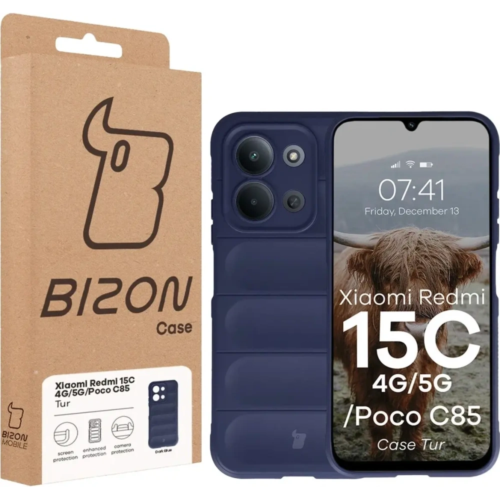 Pancerne etui Bizon Case Tur do Xiaomi Redmi 15C 4G / 5G / POCO C85 4G 173mm granatowe