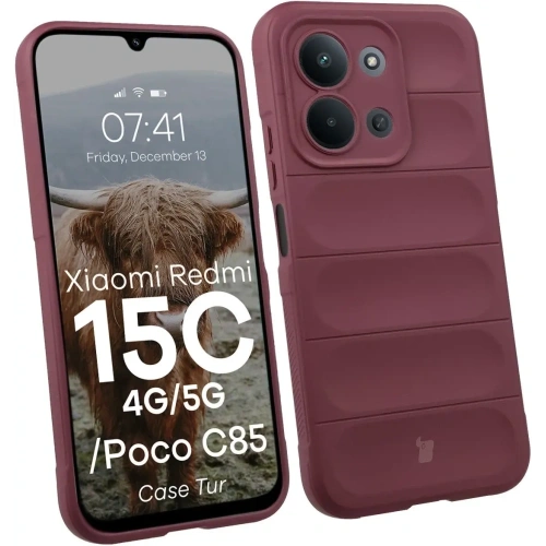 Pancerne etui Bizon Case Tur do Xiaomi Redmi 15C 4G / 5G / POCO C85 4G burgundowe