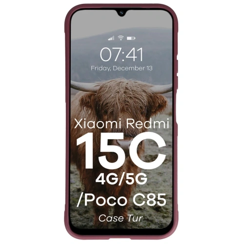 Pancerne etui Bizon Case Tur do Xiaomi Redmi 15C 4G / 5G / POCO C85 4G burgundowe