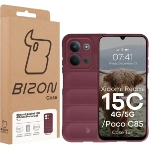 Pancerne etui Bizon Case Tur do Xiaomi Redmi 15C 4G / 5G / POCO C85 4G burgundowe