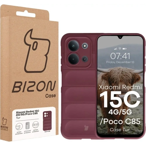 Pancerne etui Bizon Case Tur do Xiaomi Redmi 15C 4G / 5G / POCO C85 4G burgundowe