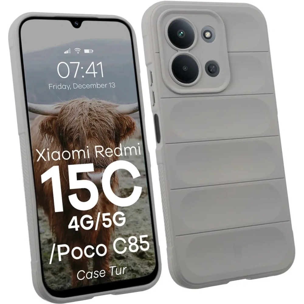 Pancerne etui Bizon Case Tur do Xiaomi Redmi 15C 4G / 5G / POCO C85 4G 173mm jasnoszare