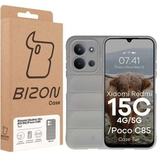 Pancerne etui Bizon Case Tur do Xiaomi Redmi 15C 4G / 5G / POCO C85 4G 173mm jasnoszare