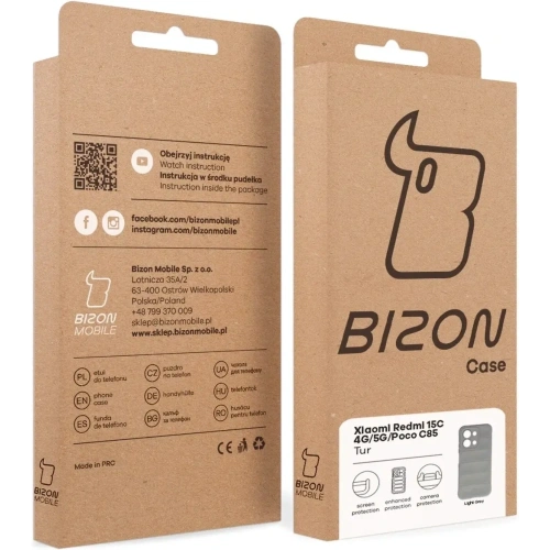 Pancerne etui Bizon Case Tur do Xiaomi Redmi 15C 4G / 5G / POCO C85 4G 173mm jasnoszare