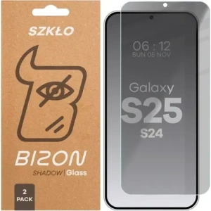 Prywatyzujące szkło hartowane Bizon Glass Clear Shadow Duo do Samsung Galaxy S25 / S24 przyciemniane [2 PACK]