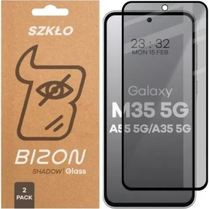 Prywatyzujące szkło hartowane Bizon Glass Edge Shadow Duo do Samsung Galaxy M35 5G / A35 5G / A55 5G przyciemniane z czarną ramką [2 PACK]
