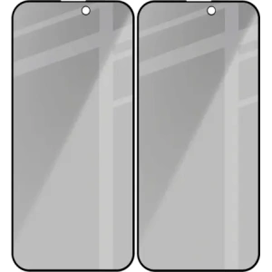 Prywatyzujące szkło hartowane Bizon Glass Edge Shadow Duo do do Apple iPhone 15 Pro Max przyciemniane z czarną ramką [2 PACK]