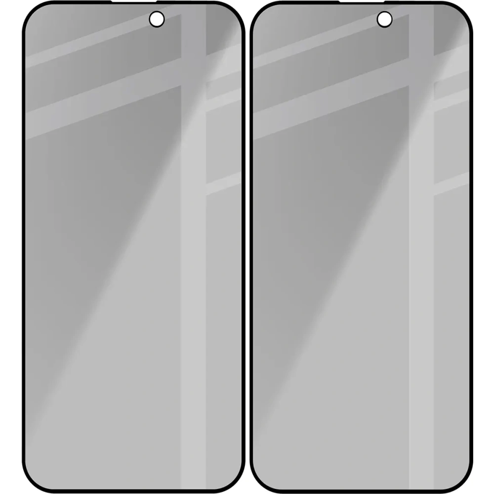 Prywatyzujące szkło hartowane Bizon Glass Edge Shadow Duo do do Apple iPhone 15 Pro Max przyciemniane z czarną ramką [2 PACK]