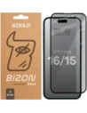 Prywatyzujące szkło hartowane Bizon Glass Edge Shadow Duo do do Apple iPhone 15 / 16 przyciemniane z czarną ramką [2 PACK]