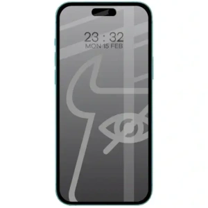 Prywatyzujące szkło hartowane Bizon Glass Edge Shadow Duo do do Apple iPhone 15 / 16 przyciemniane z czarną ramką [2 PACK]