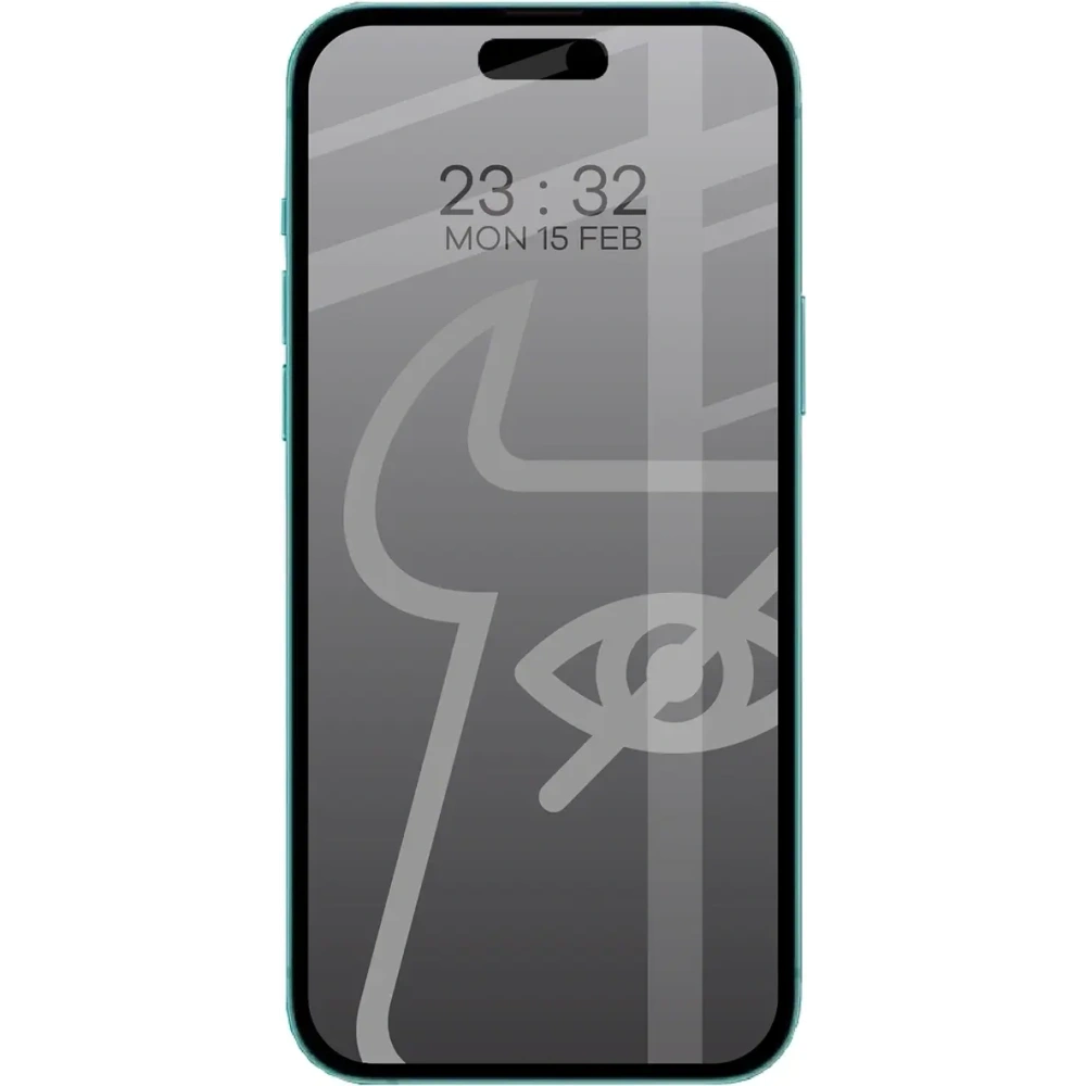 Prywatyzujące szkło hartowane Bizon Glass Edge Shadow Duo do do Apple iPhone 15 / 16 przyciemniane z czarną ramką [2 PACK]