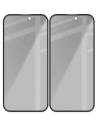 Prywatyzujące szkło hartowane Bizon Glass Edge Shadow Duo do do Apple iPhone 15 / 16 przyciemniane z czarną ramką [2 PACK]