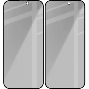 Prywatyzujące szkło hartowane Bizon Glass Edge Shadow Duo do do Apple iPhone 16 Pro Max przyciemniane z czarną ramką [2 PACK]