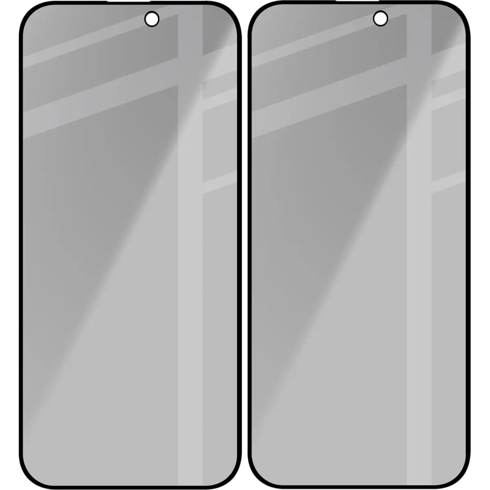 Prywatyzujące szkło hartowane Bizon Glass Edge Shadow Duo do do Apple iPhone 16 Pro Max przyciemniane z czarną ramką [2 PACK]