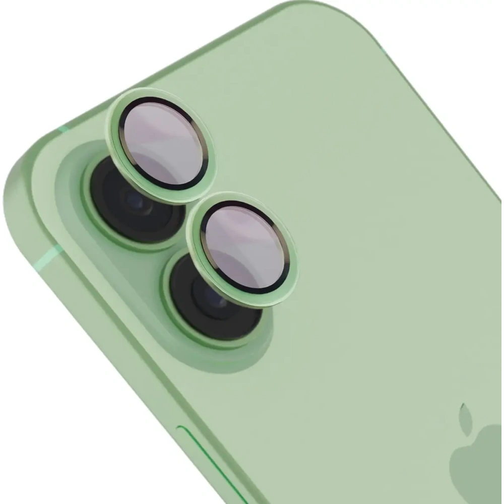 Szkło na aparat z aplikatorem Bizon Glass Snap Lens do do Apple iPhone 17 jasnozielona ramka