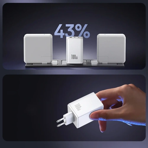 Ładowarka sieciowa Baseus EnerFill FE11 USB-A / 2xUSB-C 100W biała