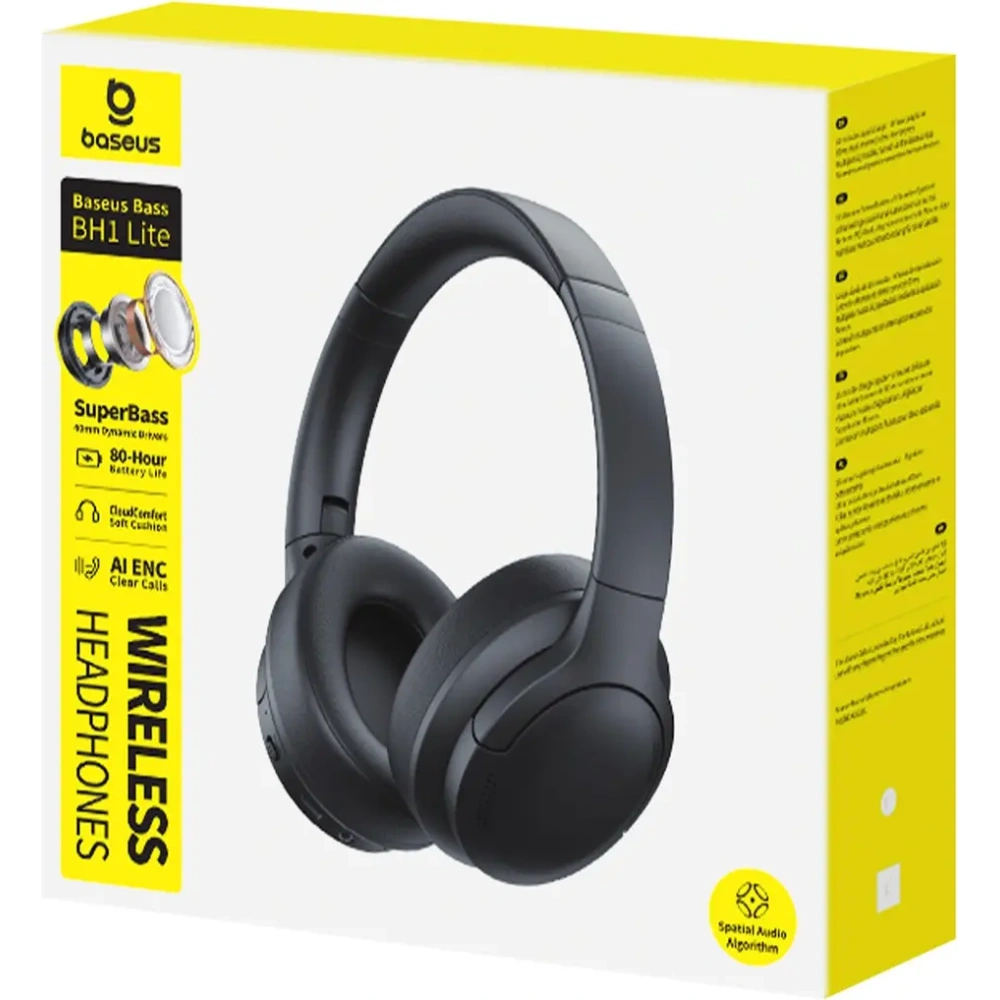 Słuchawki bezprzewodowe nauszne Baseus Bass BH1 Lite Bluetooth 6.0 czarne