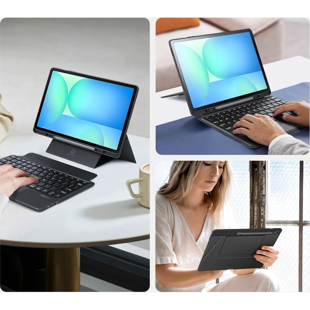 Etui z klawiaturą Dux Ducis DK series do Samsung Tab S10 FE+ Plus z podświetleniem czarna