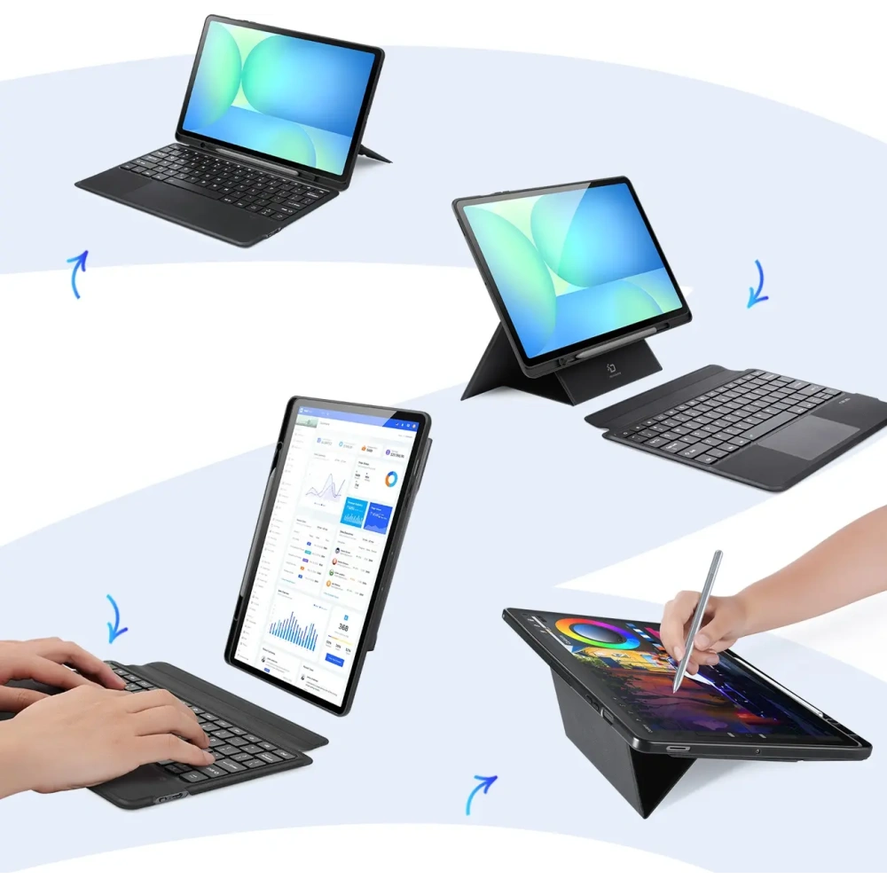 Etui z klawiaturą Dux Ducis DK series do Samsung Tab S10 FE+ Plus z podświetleniem czarna