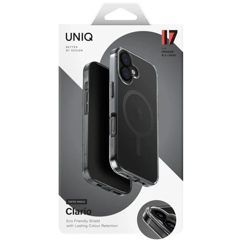 Etui UNIQ Clario do Apple iPhone 17 Magclick Charging czarny