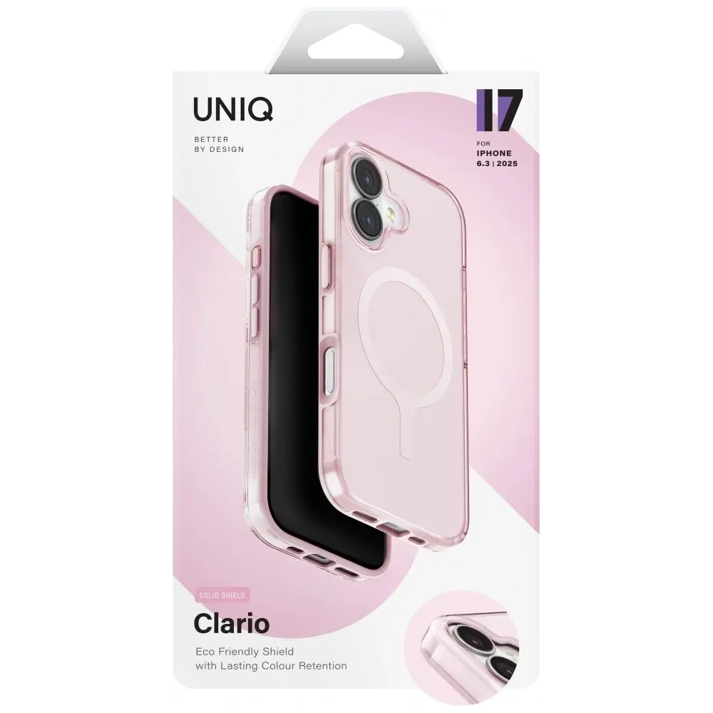 Etui UNIQ Clario do Apple iPhone 17 Magclick Charging różowy