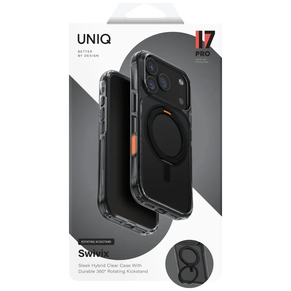 Etui UNIQ Swivix do Apple iPhone 17 Pro 360 Rotating Kickstand czarny