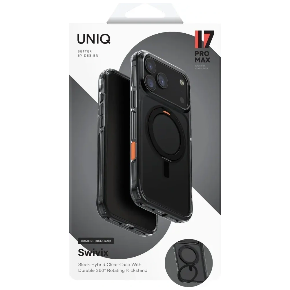 Etui UNIQ Swivix do Apple iPhone 17 Pro Max 360 Rotating Kickstand czarny
