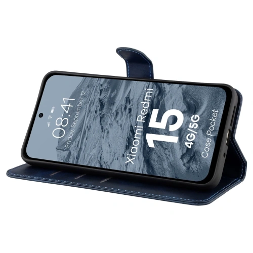 Etui z klapką Bizon Case Pocket do Xiaomi Redmi 15 4G / 5G granatowe