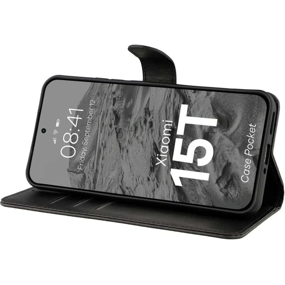 Etui z klapką Bizon Case Pocket do Xiaomi 15T czarne