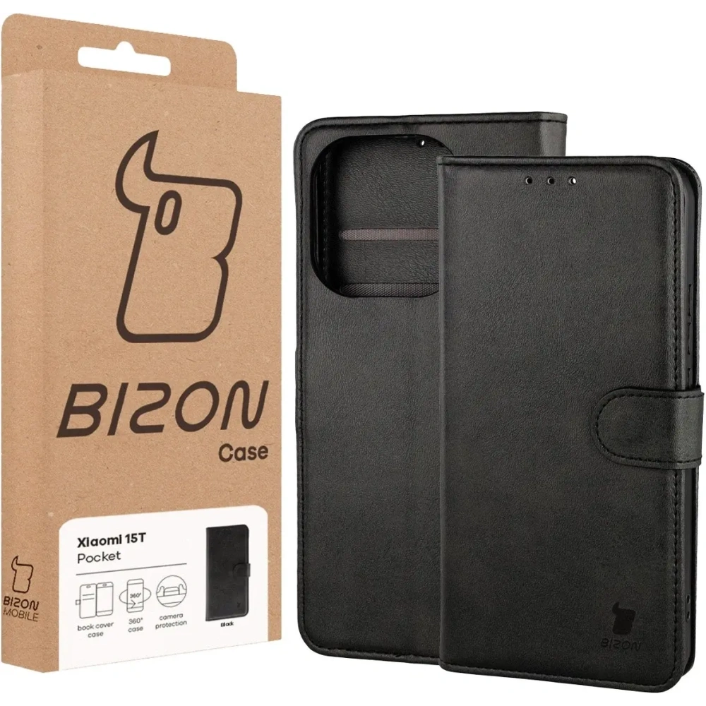Etui z klapką Bizon Case Pocket do Xiaomi 15T czarne