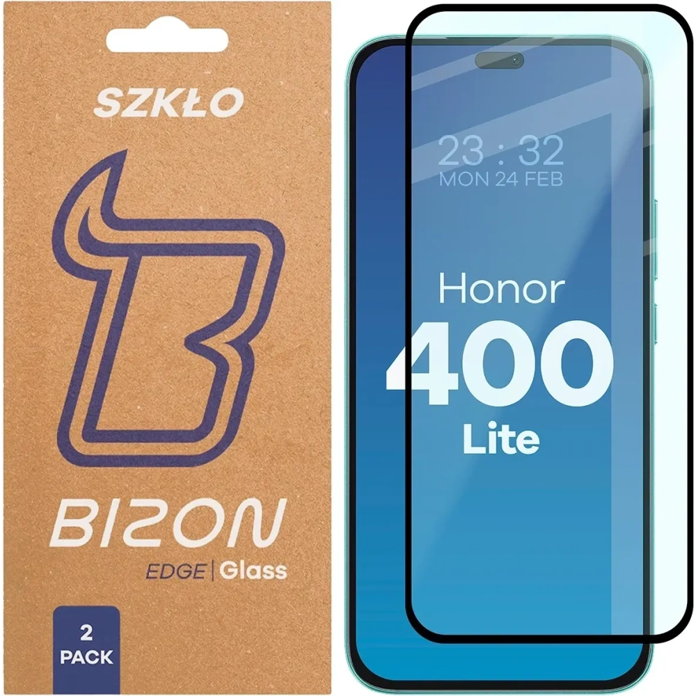 Szkło hartowane Bizon Glass Edge Duo do Honor 400 Lite czarna ramka [2 PACK]