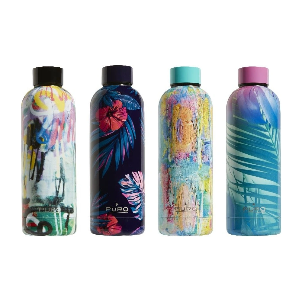 Butelka termiczna ze stali nierdzewnej Puro Hot&Cold 500ml (StreetArt - Paint Light Blue)