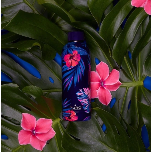 Kup Butelka termiczna ze stali nierdzewnej Puro Hot&Cold 500ml (Tropical - Flowers Dark Blue) - PUR171BLU - {ean13} - Sklep Home Screen