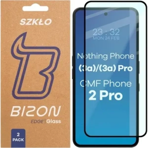 Szkło hartowane Bizon Glass Edge Duo do Nothing Phone (3a) / (3a) Pro / CMF Phone 2 Pro czarna ramka [2 PACK]