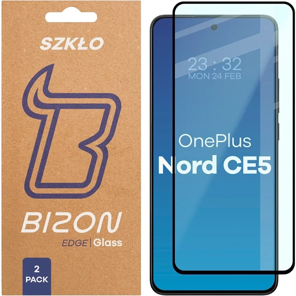 Szkło hartowane Bizon Glass Edge Duo do OnePlus Nord CE5 5G czarna ramka [2 PACK]