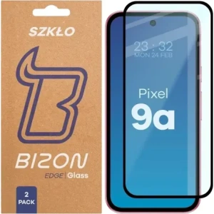Szkło hartowane Bizon Glass Edge Duo do Google Pixel 9a czarna ramka [2 PACK]
