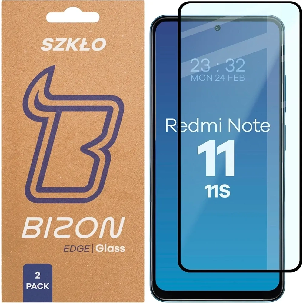 Szkło hartowane Bizon Glass Edge Duo do Xiaomi Redmi Note 11 / 11S 4G czarna ramka [2 PACK]