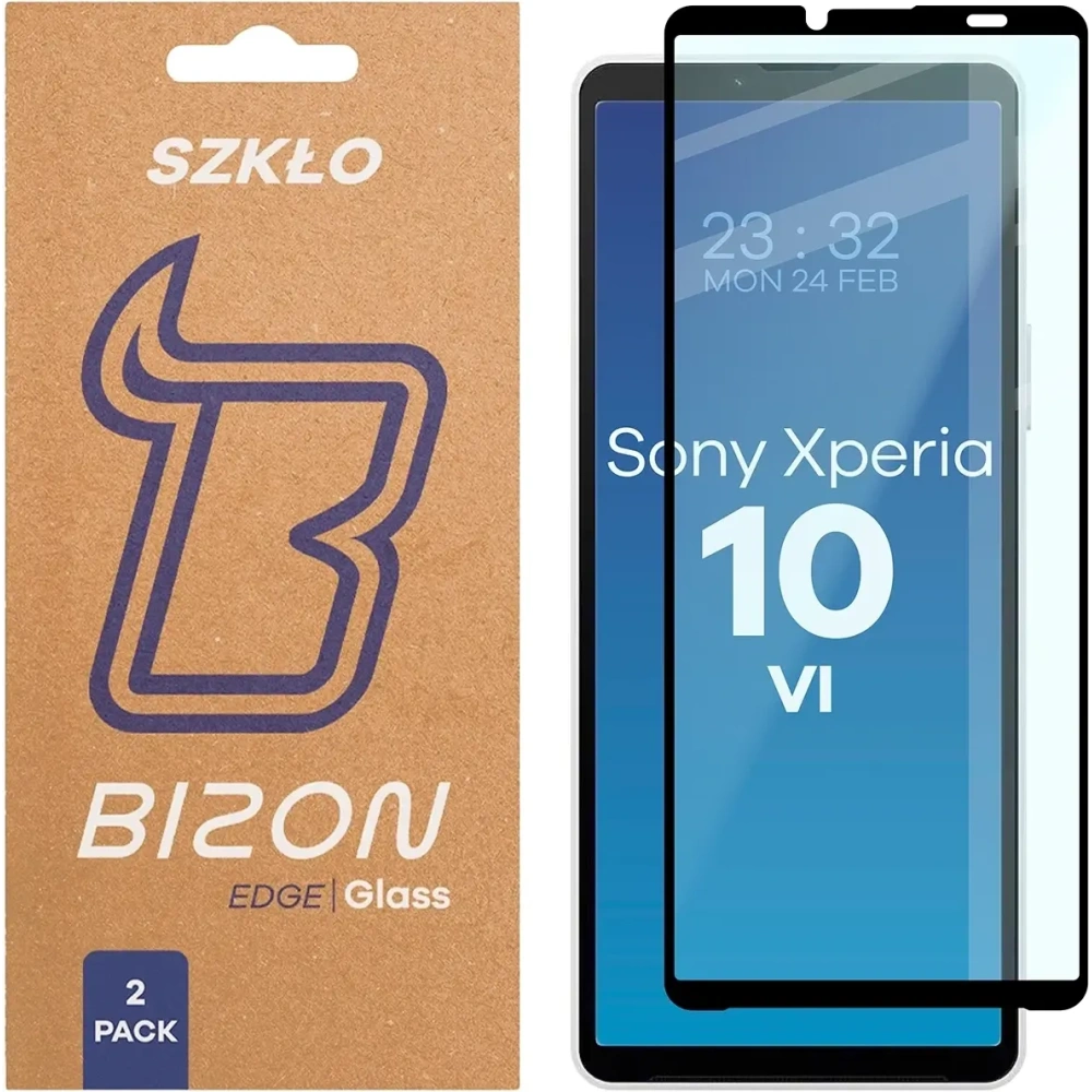 Szkło hartowane Bizon Glass Edge Duo do Sony Xperia 10 VI czarna ramka [2 PACK]