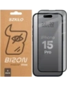 Prywatyzujące szkło hartowane Bizon Glass Edge Shadow Duo do Apple iPhone 15 Pro przyciemniane z czarną ramką [2 PACK]