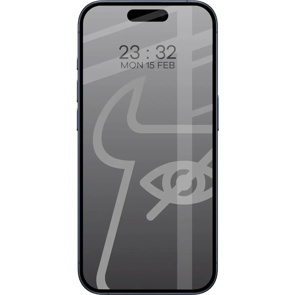 Prywatyzujące szkło hartowane Bizon Glass Edge Shadow Duo do Apple iPhone 15 Pro przyciemniane z czarną ramką [2 PACK]