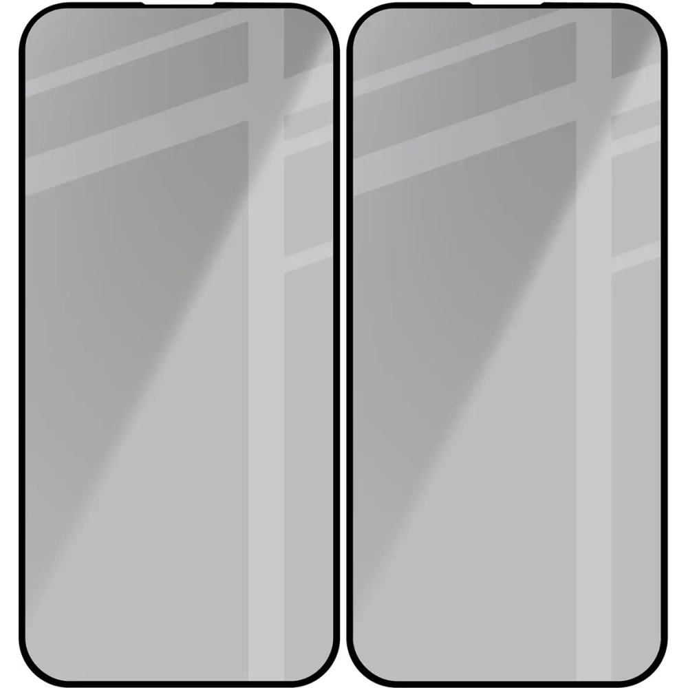 Prywatyzujące szkło hartowane Bizon Glass Edge Shadow Duo do Apple iPhone 15 Pro przyciemniane z czarną ramką [2 PACK]